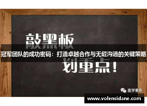 冠军团队的成功密码：打造卓越合作与无缝沟通的关键策略